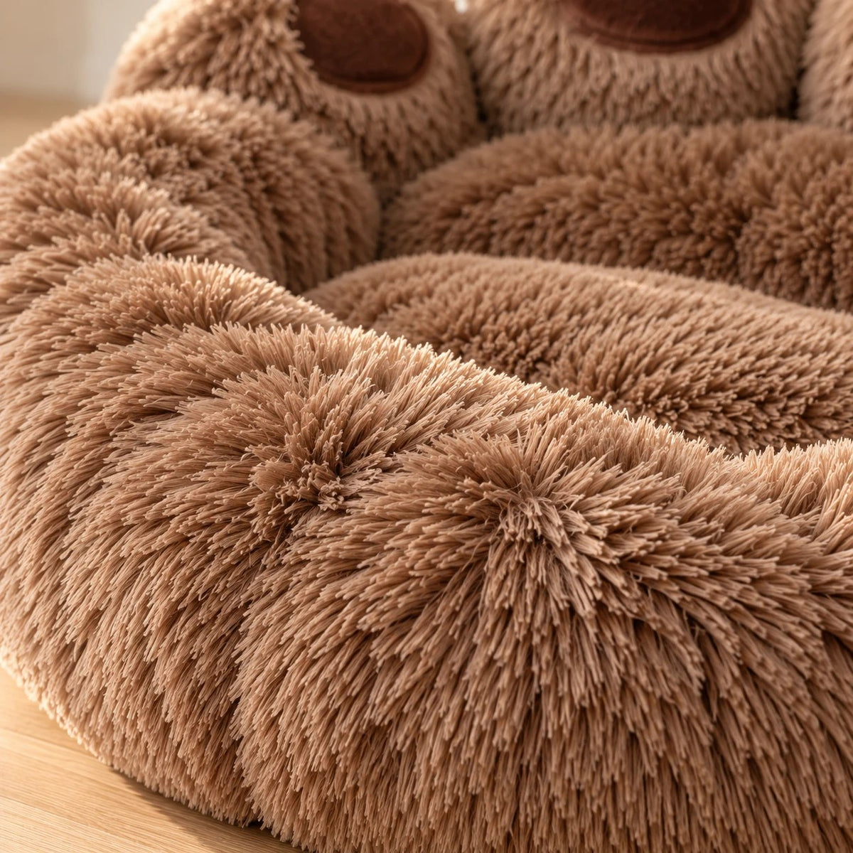 Detalle del pelo largo y suave de la Cama Patita